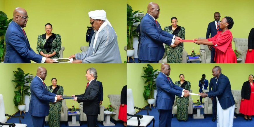 Le Président Tshisekedi a reçu les lettres de créance de quatre nouveaux ambassadeurs accrédités à Kinshasa