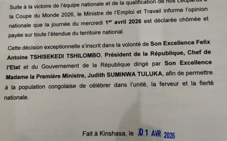 En RDC, controverse après la journée chômée du 1er avril annoncée par communiqué