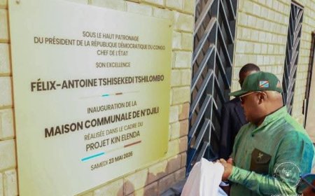 Projet Kin Elenda : le Président F. Tshisekedi inaugure la nouvelle maison communale de N’djili lors d’une tournée des chantiers routiers de Kinshasa